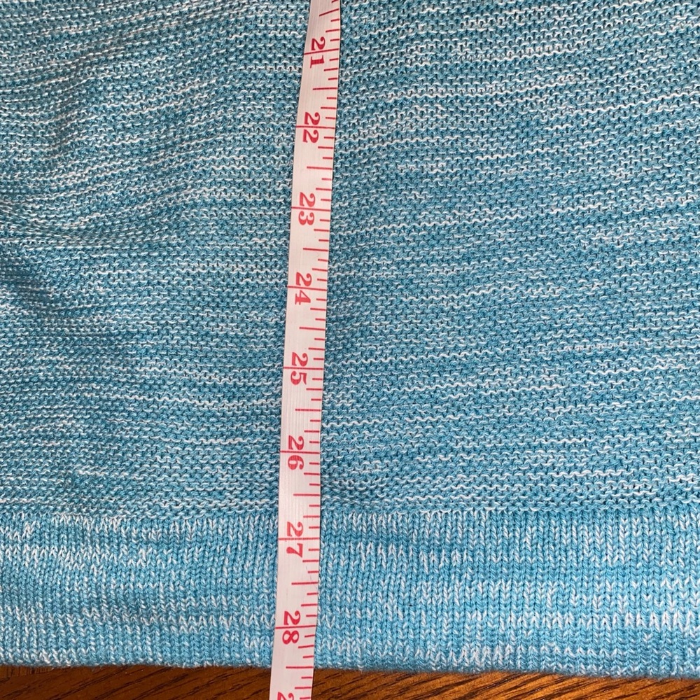 Cardigan Sweater 3X Teal Knit Open Long 1-Button Rolled Trim V-Neck Cottagecore - Picture 13 of 14